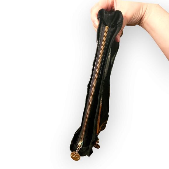 Gustto Black Patent Leather and Suede Large Wristlet Lapol Clutch - Picture 6 of 16